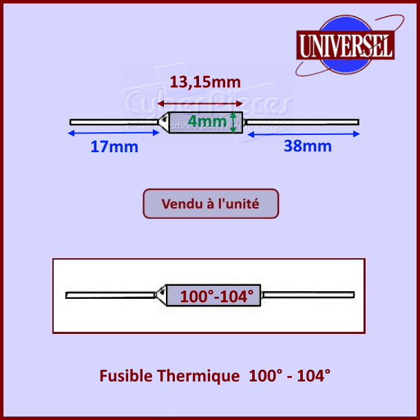 Fusible Thermique  100-104° / 10A / 250V