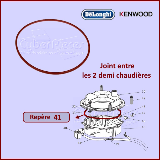 Joint entre les 2 demi chaudières Delonghi 7312873759