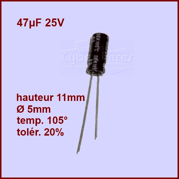 Condensateur 47,0µF (47mF) 25V