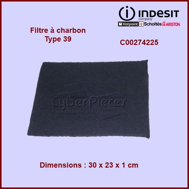 Filtre à charbon Type 39 Indesit C00274225 - Pièces hotte