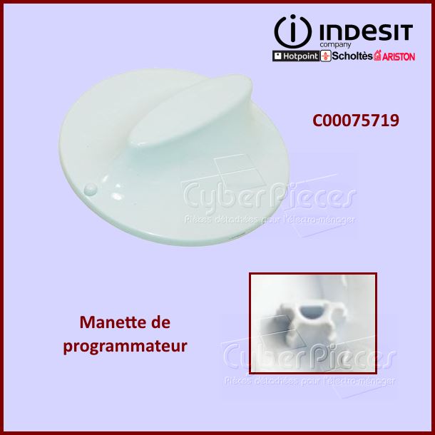 Manette blanche Indesit C00075719 - Pièces lave-vaisselle