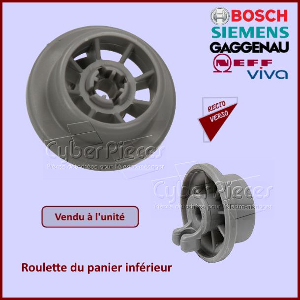 Roulettes avec axe du panier Inférieur Bosch 00165314