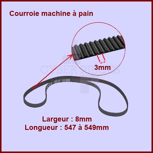 Courroie 547 à 549mm machine à pain