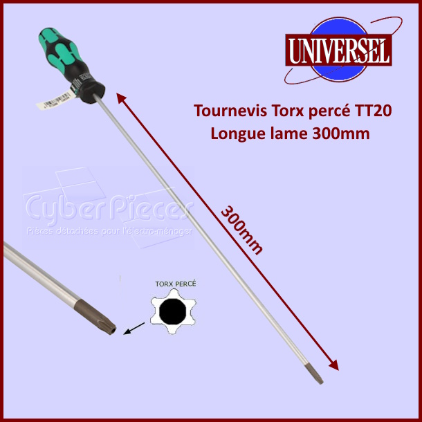 Tournevis Torx percé TT20 - longue lame 400mm APIEX -  Pièces machi...