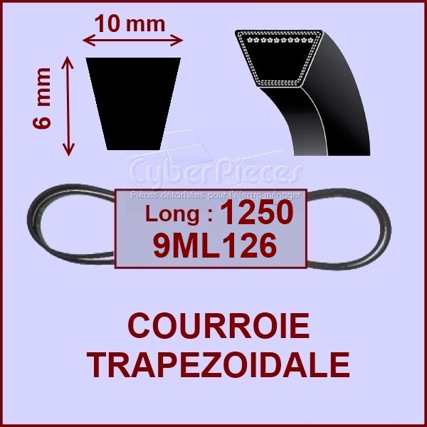 Courroie trapézoïdale 10X6X1250 -  9ML126/7