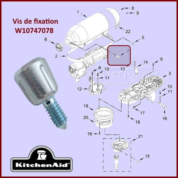 Vis de fixation Kitchenaid W10747078 W11109470