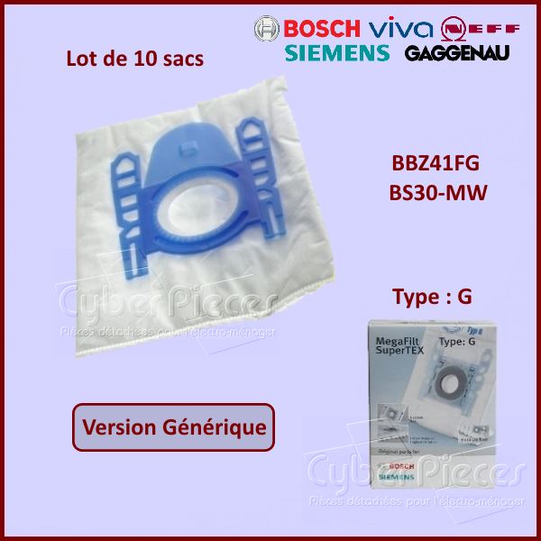 Lot de 10 Sacs aspirateur BBZ41FG - Adaptable