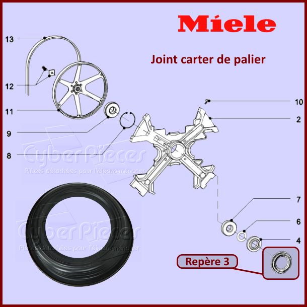 Joint carter de Croisillon tambour Miele 6152520