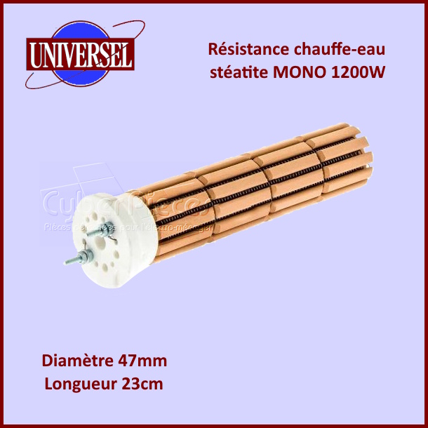 Résistance stéatite 1200W - MONO - Diam 47mm/ Long 23cm