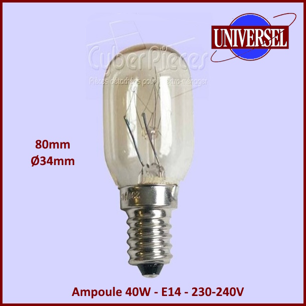 Ampoule 40W-E14 - 230-240V - 80mm - Ø34mm