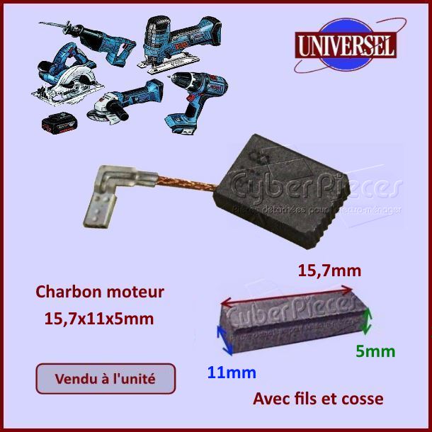 Charbon moteur 5x11x15,7mm Makita CB318