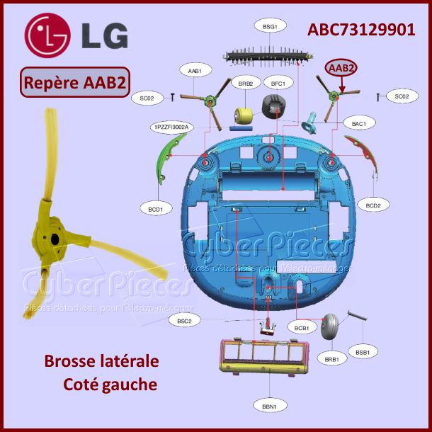 Brosse coté gauche aspirateur robot LG ABC73129901