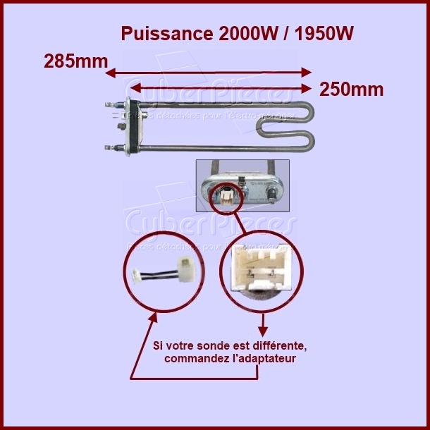 Thermoplongeur 2000W Longueur 265mm