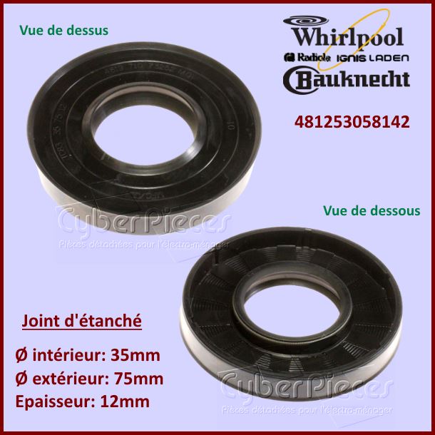 Joint d'axe 75x35x12mm Whirlpool 481253058142