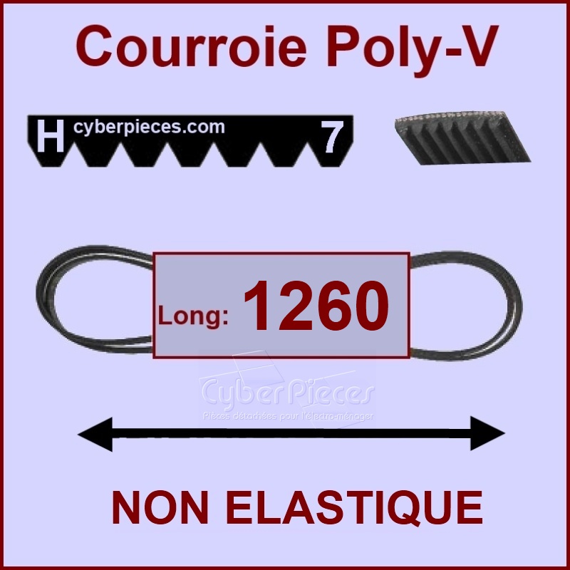 Courroie 1260H7 - 1260H8 non élastique -  Pièces machine à laver