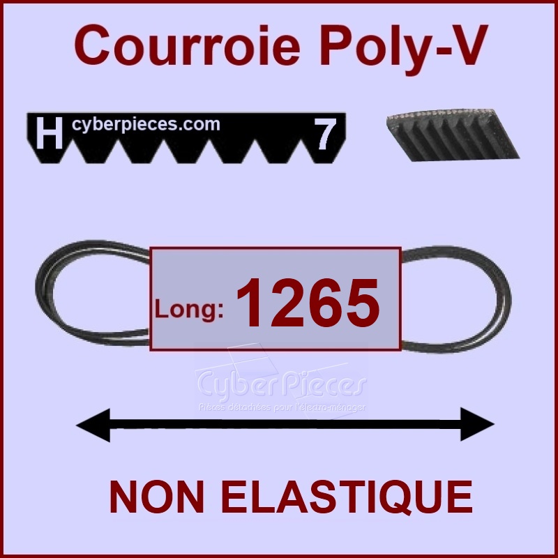 Courroie 1265H7 non élastique -  Pièces machine à laver
