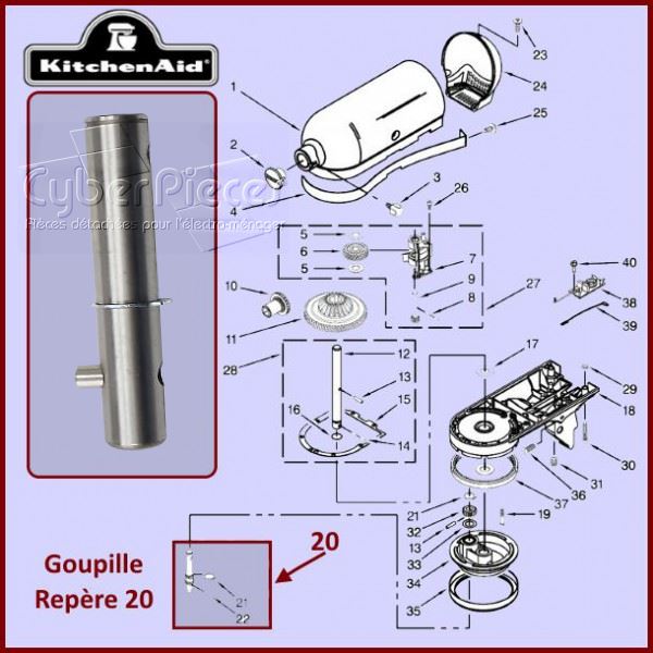 Goupille du planétaire  Kitchenaid 3184052