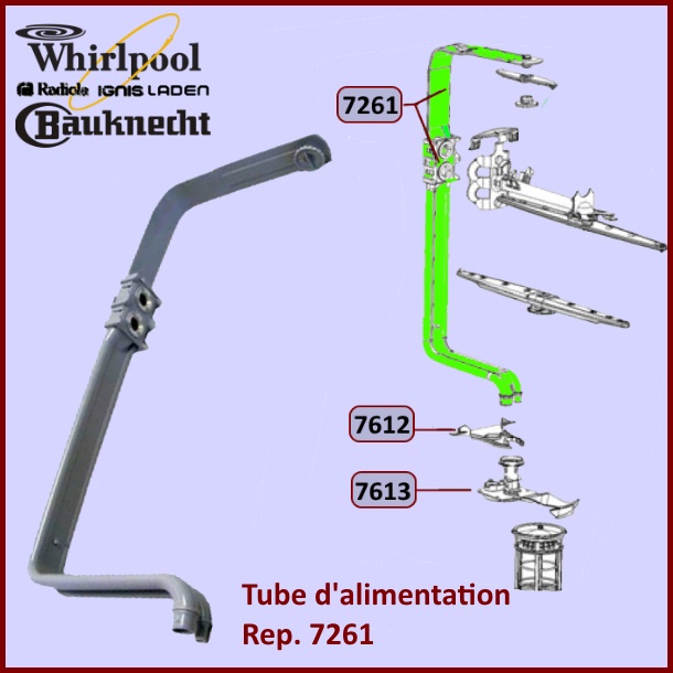 Tube alimentation bras supérieur Whirlpool 481253029331