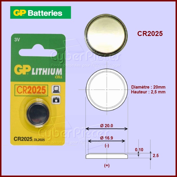 Pile bouton Lithium CR2025 - 3V