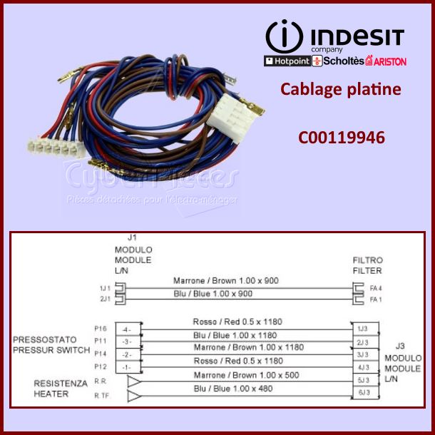 Cablage carte électronique Indesit C00119946