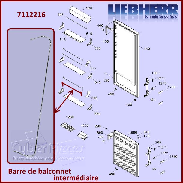 Barre Intermédiaire du Balconnet Liebherr 7112216