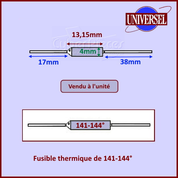 Fusible thermique 141-144° / 10A / 250V