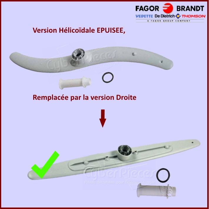 Bras de lavage inférieur + moyeu et joint Brandt 32X2211