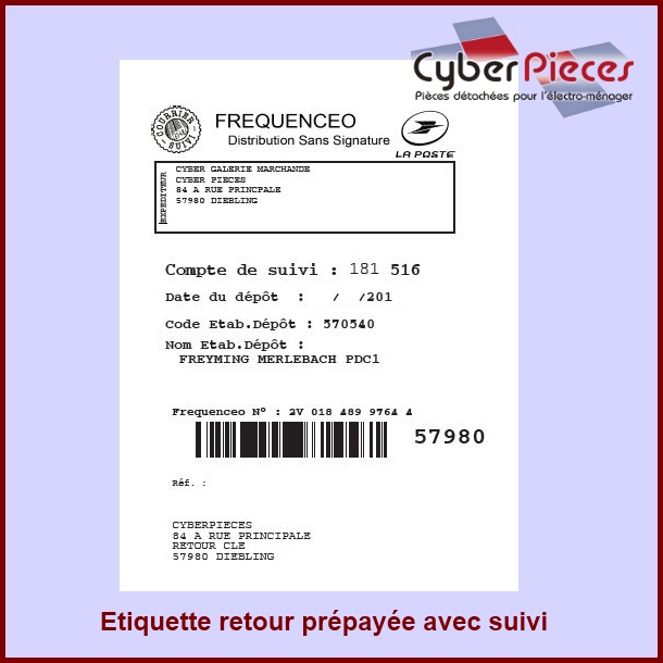 Étiquette retour Prépayée  "LA POSTE"