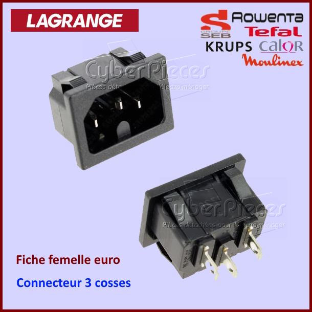 Connecteur 3 cosses male pour petit ménager