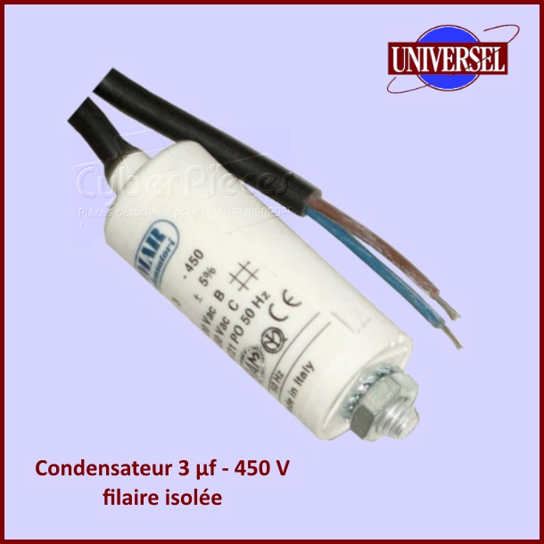Condensateur 3,0µF (3,0mF) 450V à fil