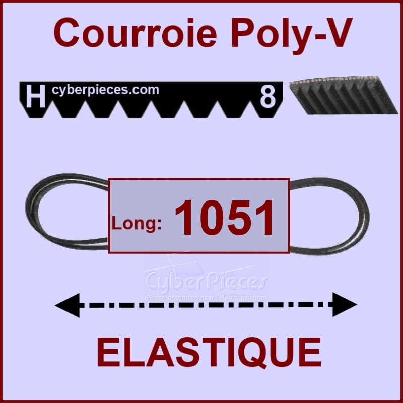Courroie 1051H8 ou 1046H8 - EL- élastique
