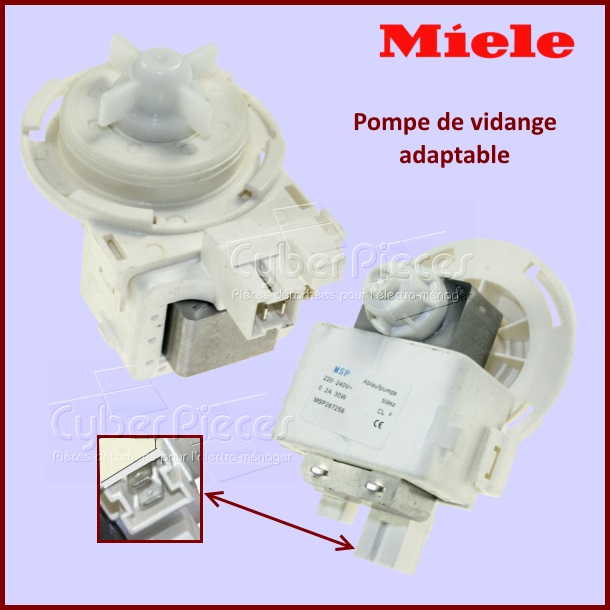 Pompe de vidange 30w Miele - Version adaptable 6239562  - 2641567 - 3568614 - 3788832