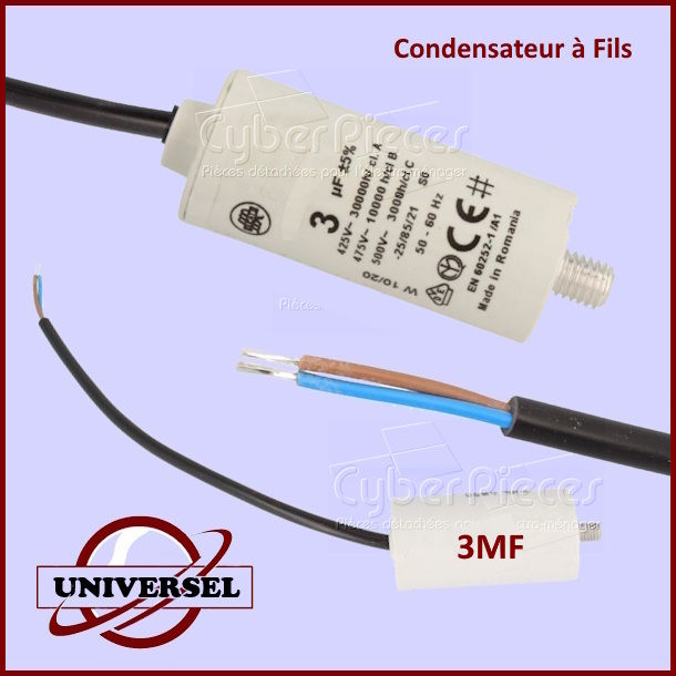 Condensateur 3µF 450V à fil