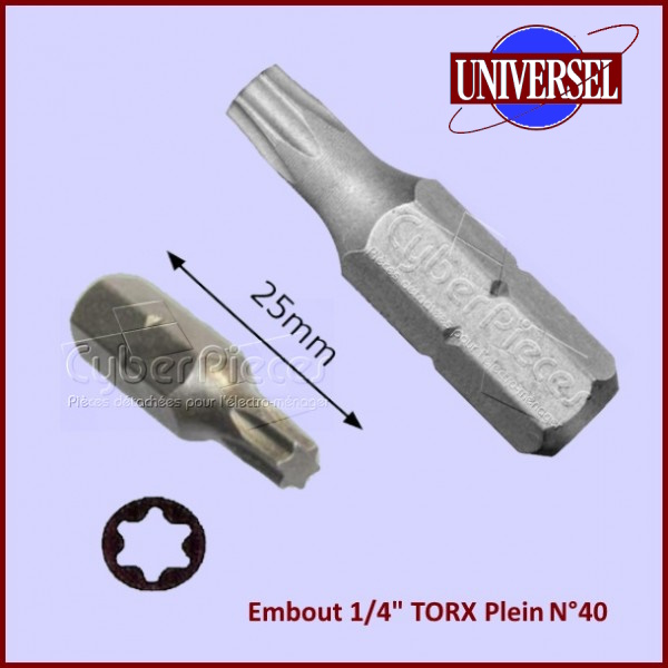 Embout 1/4" TORX Plein T40