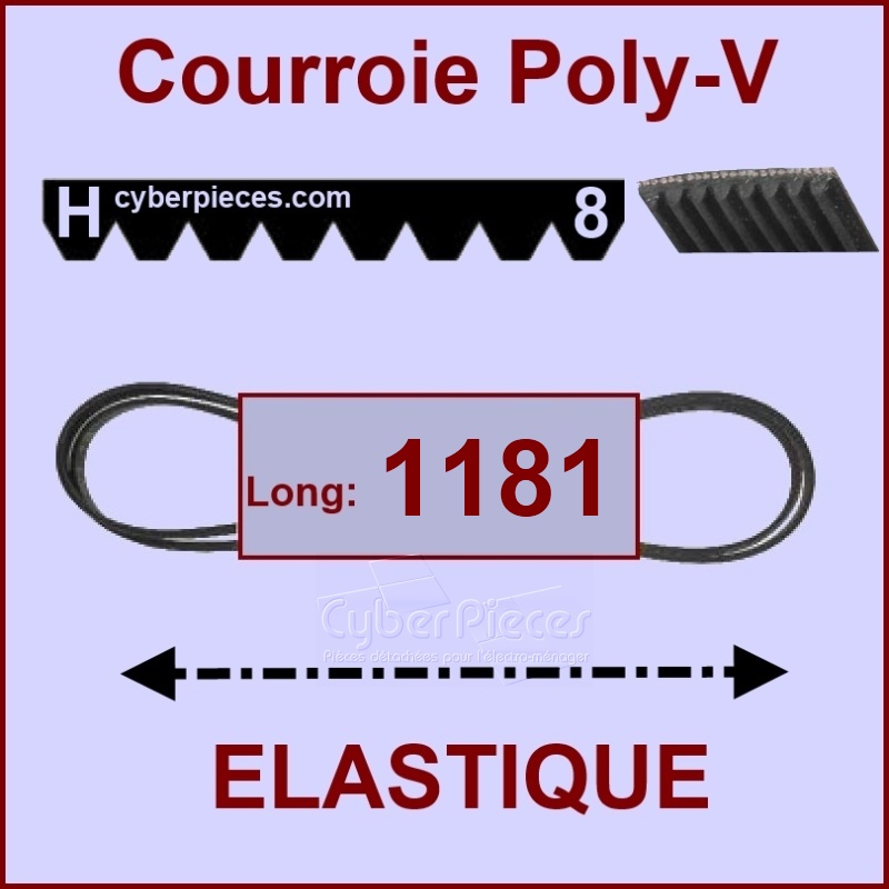 Courroie 1181H8 - EL- élastique -  Pièces machine à laver