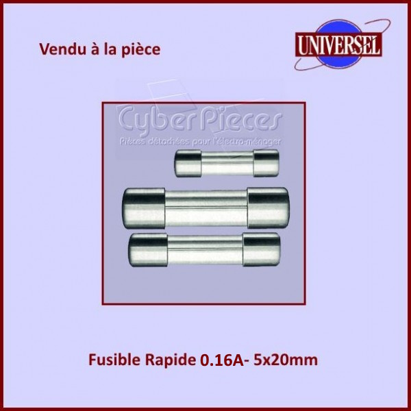 Fusible 0.16A Rapide 5X20mm en verre