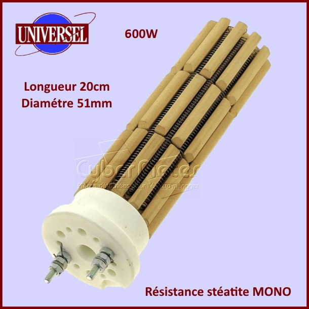 Résistance chauffe-eau stéatite 600W - MONO - Diam 51mm