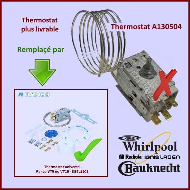 Thermostat A13-0504 Whirlpool 481927129103
