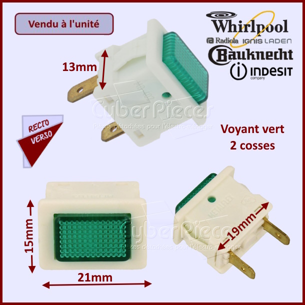 Voyant vert Whirlpool 481913448298