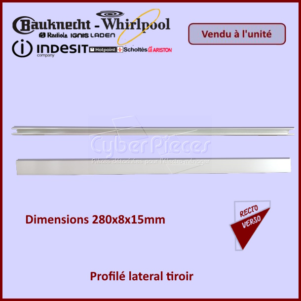 Profilé lateral tiroir Indesit C00278192