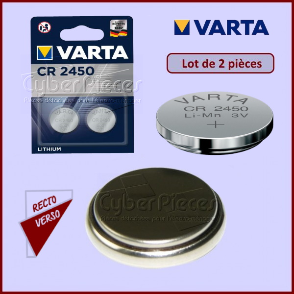 Lot de 2 piles bouton CR2450 Lithium