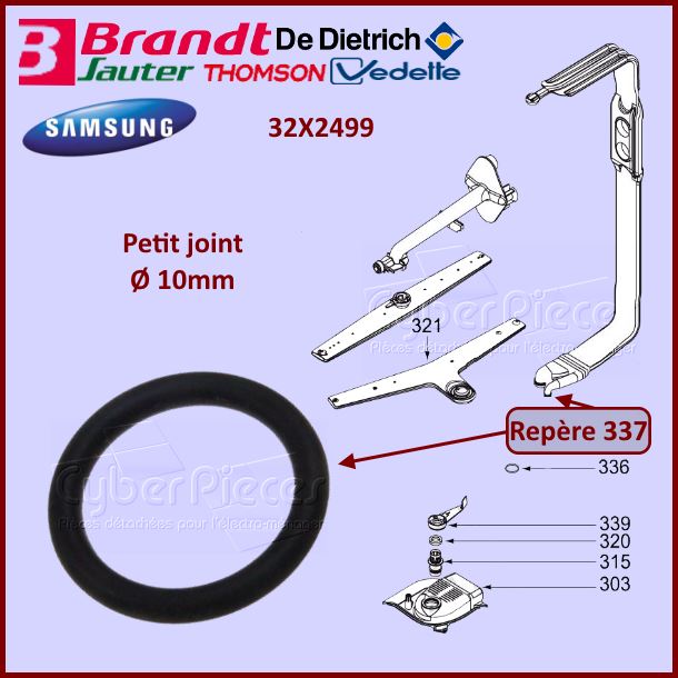 Joint du tube d'alimentation Ø10mm Brandt 32X2499