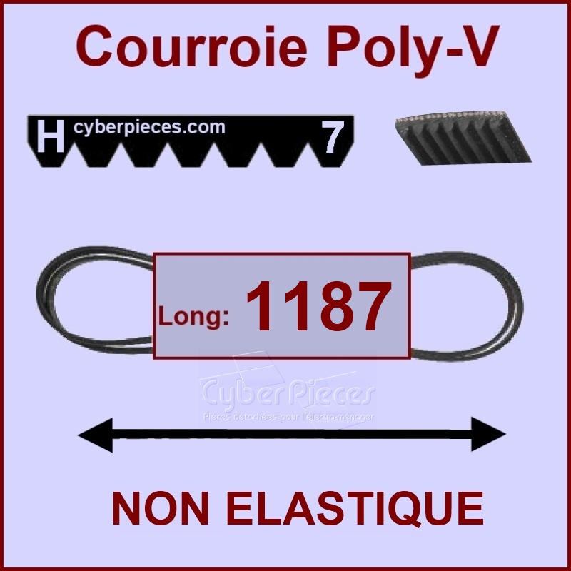Courroie 1187H7 non élastique -  Pièces machine à laver