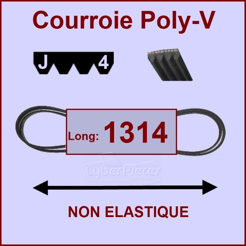 Courroie 1314J4 non élastique