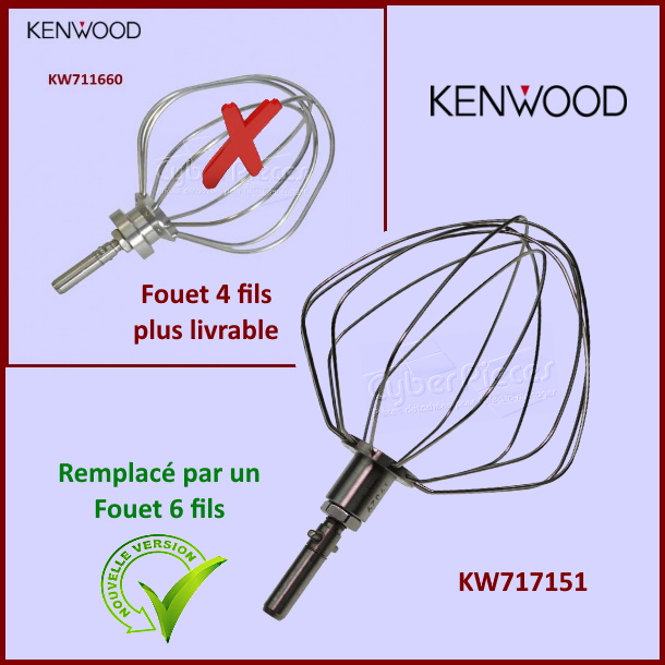 Fouet 6 fils épais Kenwood Chef KW717151