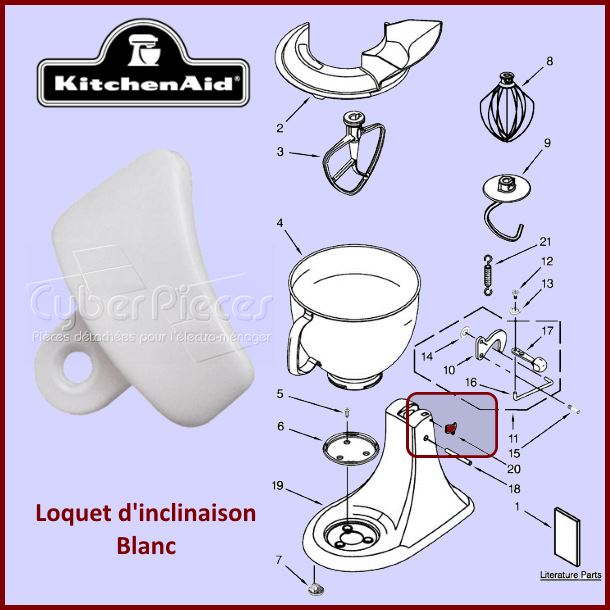 Loquet blanc Kitchenaid 3184262