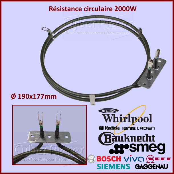 Résistance circulaire 2000W Whirlpool 481225998405