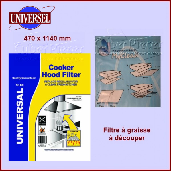 Filtre de hotte blanc universel  470x1140mm