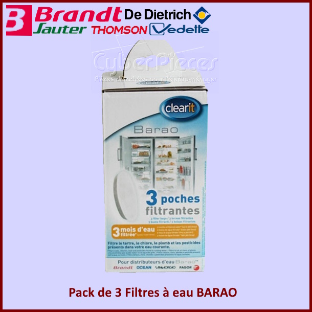 Pack de 3 Filtres à eau BARAO pour REF USA Brandt