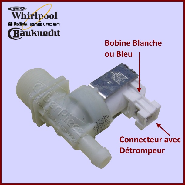 Electrovanne 1 Voie 180° Whirlpool 481228128462